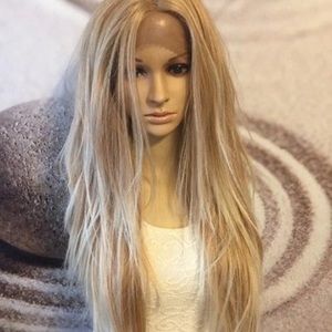 Honey blonde lace front wig straight hair